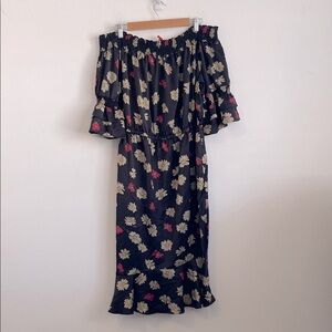 Standards and Practices Eudora Women's Floral Print High-End Satin Midi Dress 16